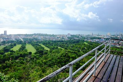High angle view of cityscape against sky