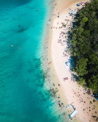 High angle view of people on beach