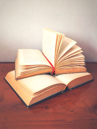 Close-up of book on table