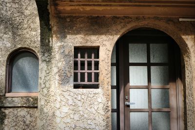 Closed door of old building