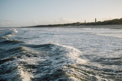 Scenic view of sea against clear sky