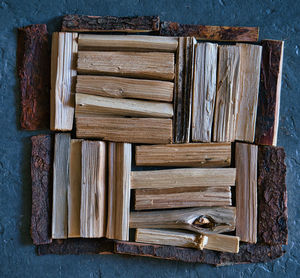 Directly above shot of old wooden box