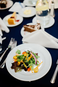 High angle view of food on table