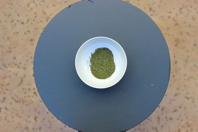 High angle view of food in plate