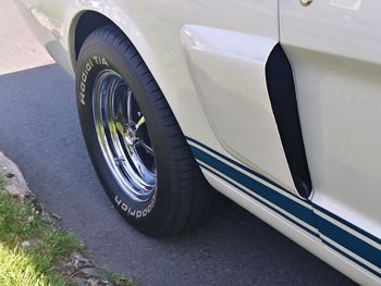 High angle view of tire on road