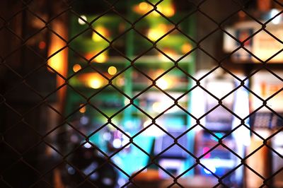 Full frame shot of illuminated chainlink fence