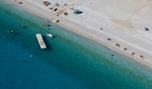 High angle view of people on beach