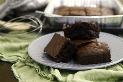 Close-up of dessert in plate on table