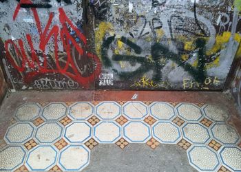 Directly above shot of graffiti on wall