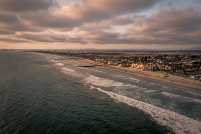 City of imperial beach in san diego, california with pretty sunset clouds.