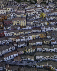 High angle view of buildings in city