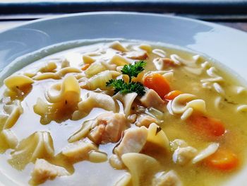 High angle view of meal served in bowl