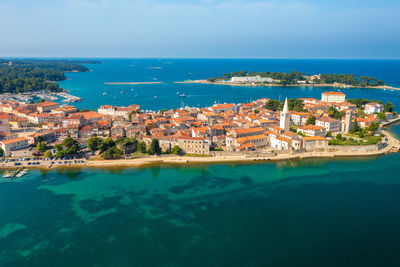 Aerial view of porec town, istra, croatia