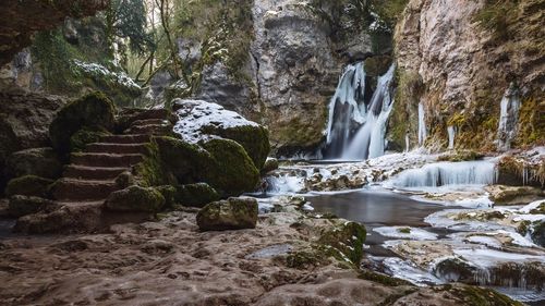 Scenic view of waterfall