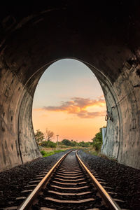 Railroad track against sky