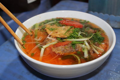 Close-up of soup in bowl