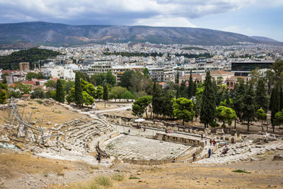 High angle view of theatre of dionysus