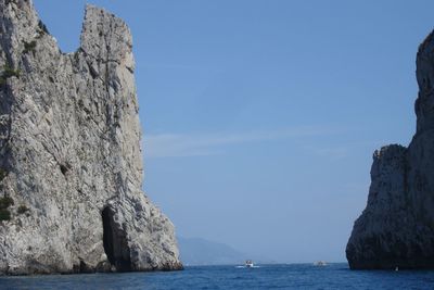 Scenic view of sea against clear sky