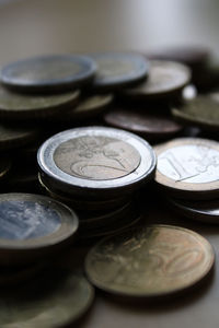 Close-up of coins