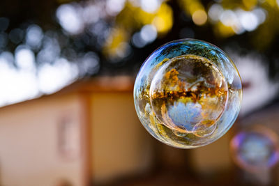 Close-up of bubbles in drinking glass