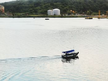 Boat sailing in sea