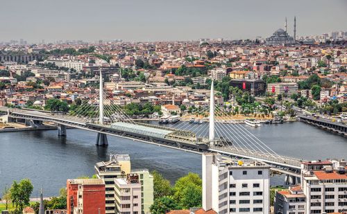 Top view of istanbul city and ataturk bridge in turkey