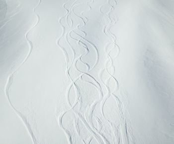 High angle view of snow on land