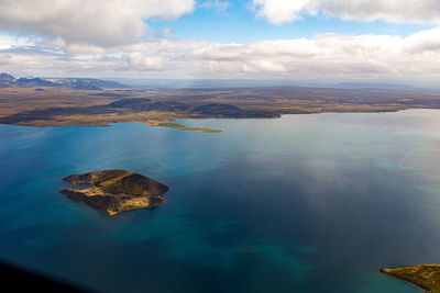 Aerial view of sea against sky