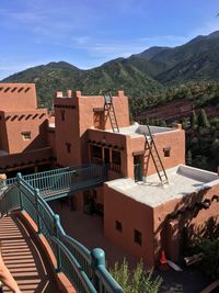 High angle view of adobe mountain village 