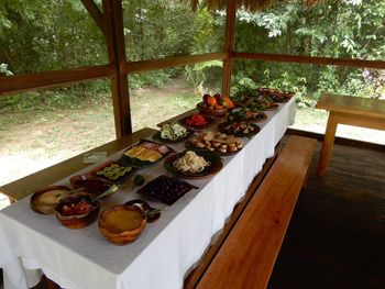 High angle view of food on table