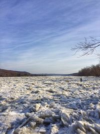 Scenic view of landscape against sky during winter