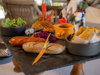 Close-up of food on table