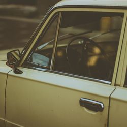 Close-up of vintage car window