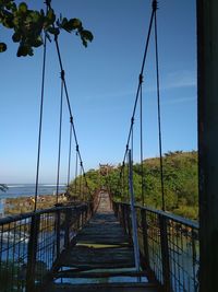 Bridge amidst plants and trees against sky