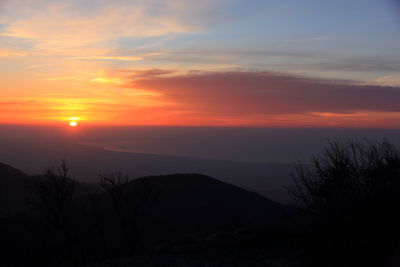 Scenic view of silhouette landscape against sky during sunset