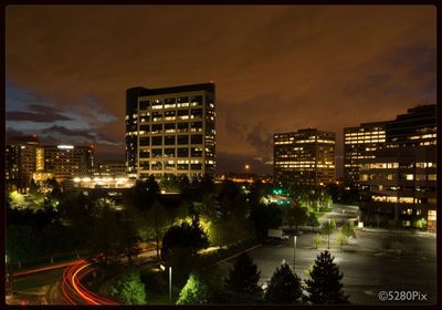 City lit up at night