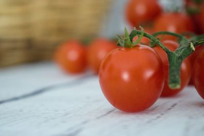 Close-up of cherry tomatoes on table