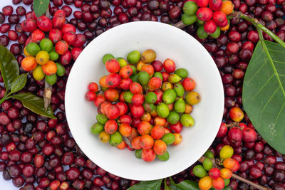 High angle view of fruits in bowl