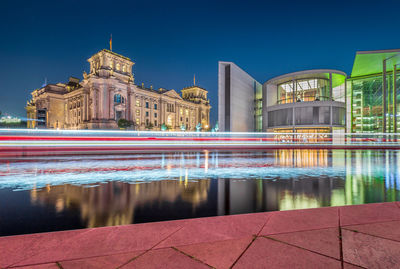 Illuminated building at night