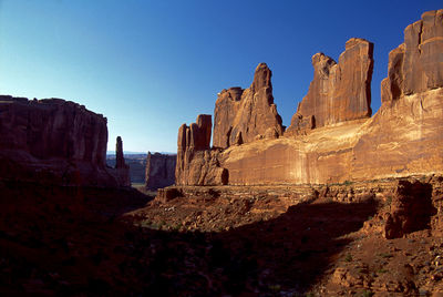 Rock formations against blue sky