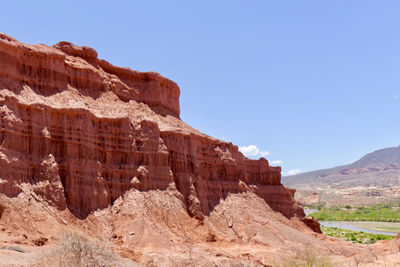 Low angle view of rock formations