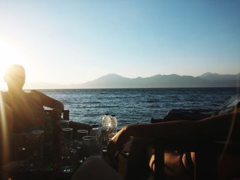 Scenic view of sea against clear sky