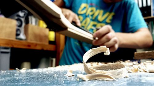 Close-up of hands working