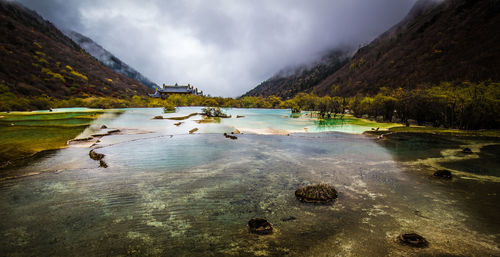 Scenic view of lake against sky