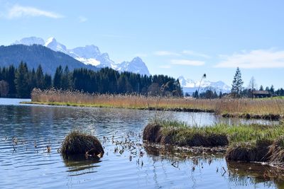 Scenic view of lake against sky