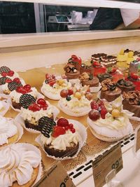 High angle view of cupcakes at store