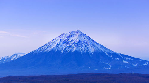 Avachinsky volcano in kamchatka in the evening after sunset