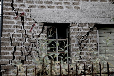 Close-up of abandoned building