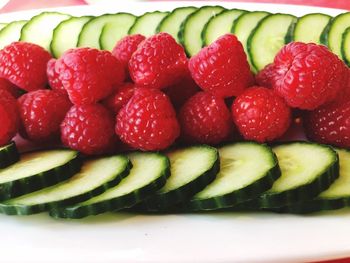 Close-up of strawberries in plate