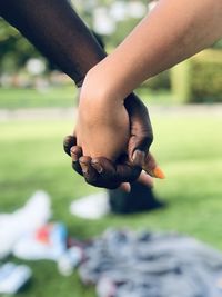 Close-up of hand holding hands